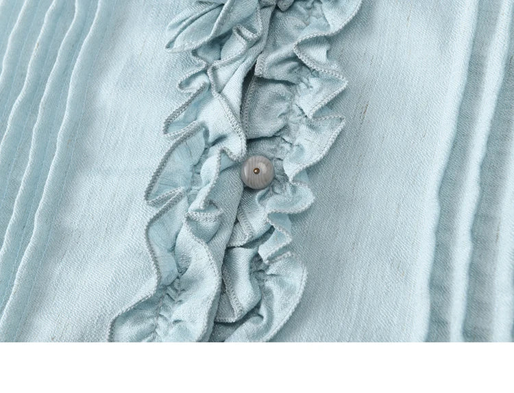 MISHOW Spring New Blouses for Women 2025 V-neck Long Flare Sleeve Solid Shirts Female Fashion Straight Tops Woman MXE14X1730