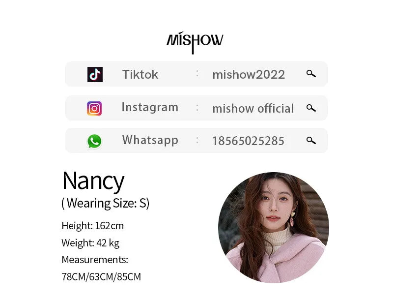 MISHOW Pink Wool Double-sided Woolen Coat Winter Hooded Bow Tie Strap Coats Loose Dropped Sleeves Coat Office Lady MXE91W1010