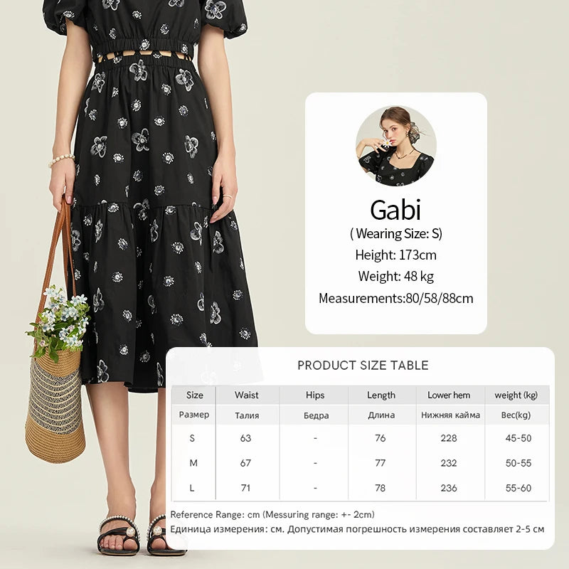 MISHOW High Waist Slim Floral Printing A-line Skirts Temperament Mid Length Skirt 2025 Summer Elastic Waist Skirt MPD21B0398