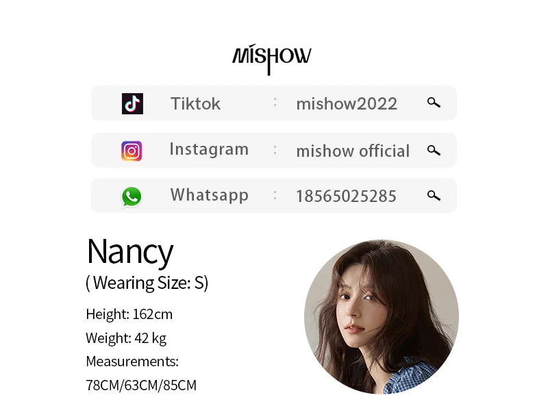 MISHOW Blue Plaid Embroidered Shirt Autumn 2025 Black Fungus Edge Collar Lace-up Doll Shirt 100cotton Loose Retro Top MXE44X2467