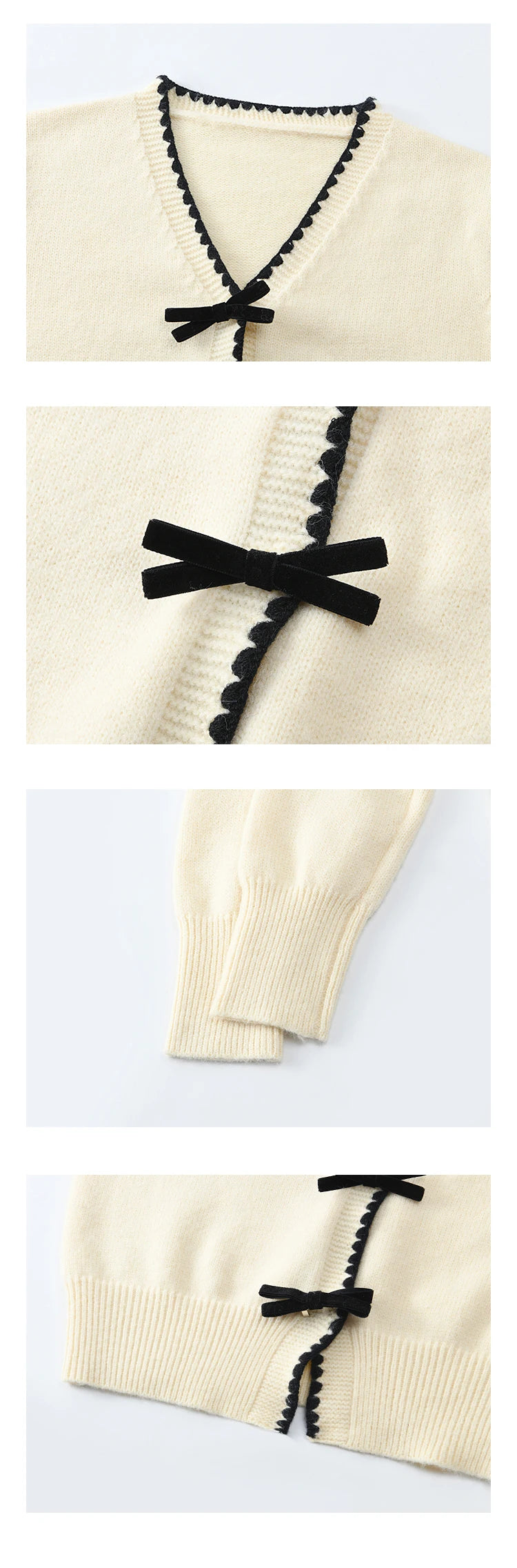 MISHOW Simple Knitted Cardigan Women V-Neck Single Breasted Bow Sweater Jacket Elegant French Long Sleeve Knitted Top MXD34Z0938