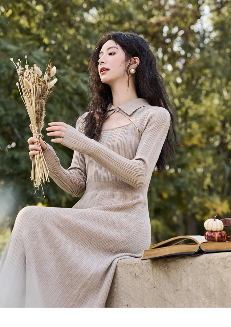 MISHOW Women’s Sweater Top Dress Separately 2024 Fall Winter Fashion Imitation Mink Fur Sweet Coat Knitted Dress MXD45L2043