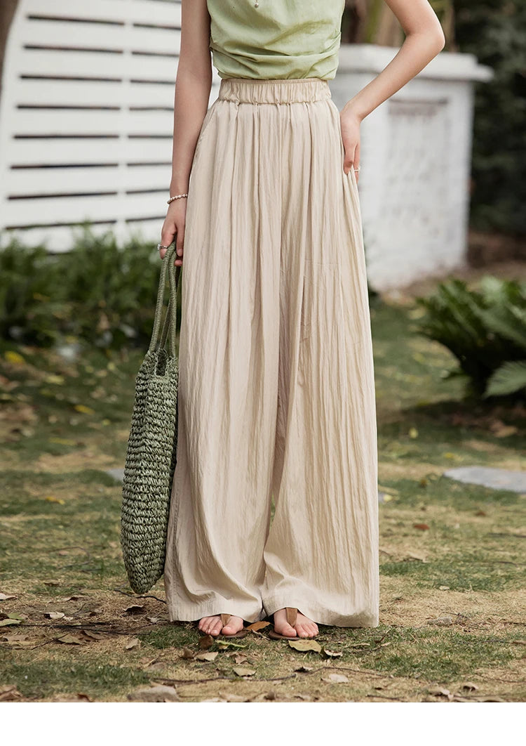 MISHOW Office Lady Summer Pants Women New 2025 Solid Loose High Waist Elastic Wide Cool Wide Leg Pant Female Slimming MXE31K0920