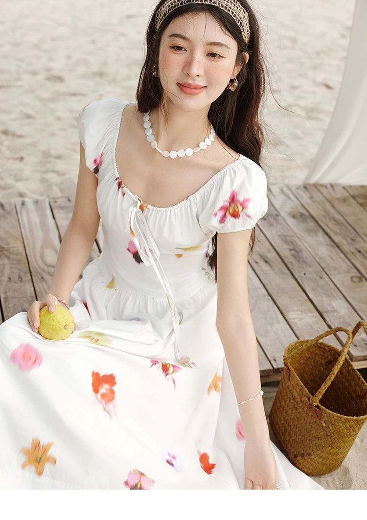 MISHOW Korean Cotton Print Drawstring Dress MXE32L2212