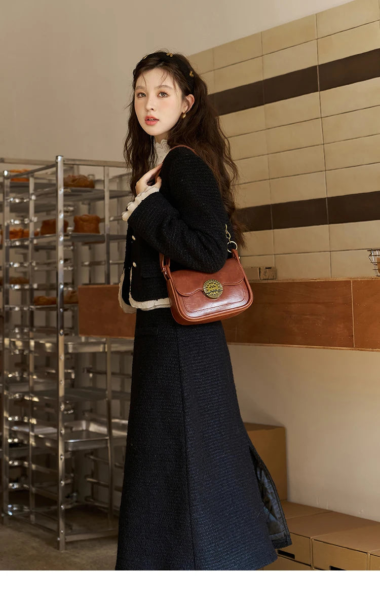 MISHOW Wool Blend Short Coat Rear Split Skirt Separately Women 2024 Winter French Fashion Elegant Jacket A-line Skirt MXC56W0162