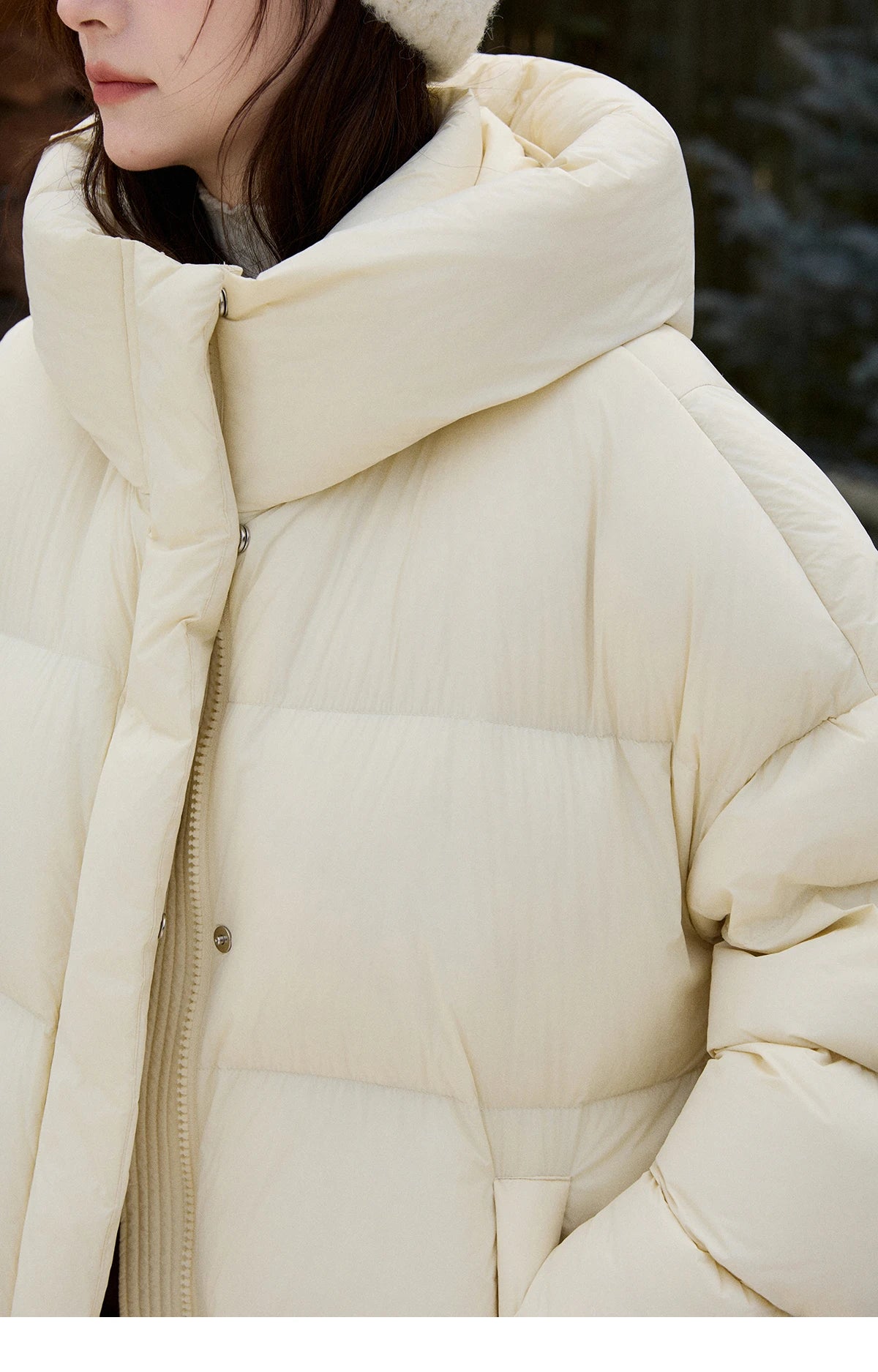 MISHOW Soft 90 Velvet Hooded Down Jacket for Women 2025 Winter Milk Yellow Bread Jacket Loose Jacket Warm Velvet Coat MXE92Y0090