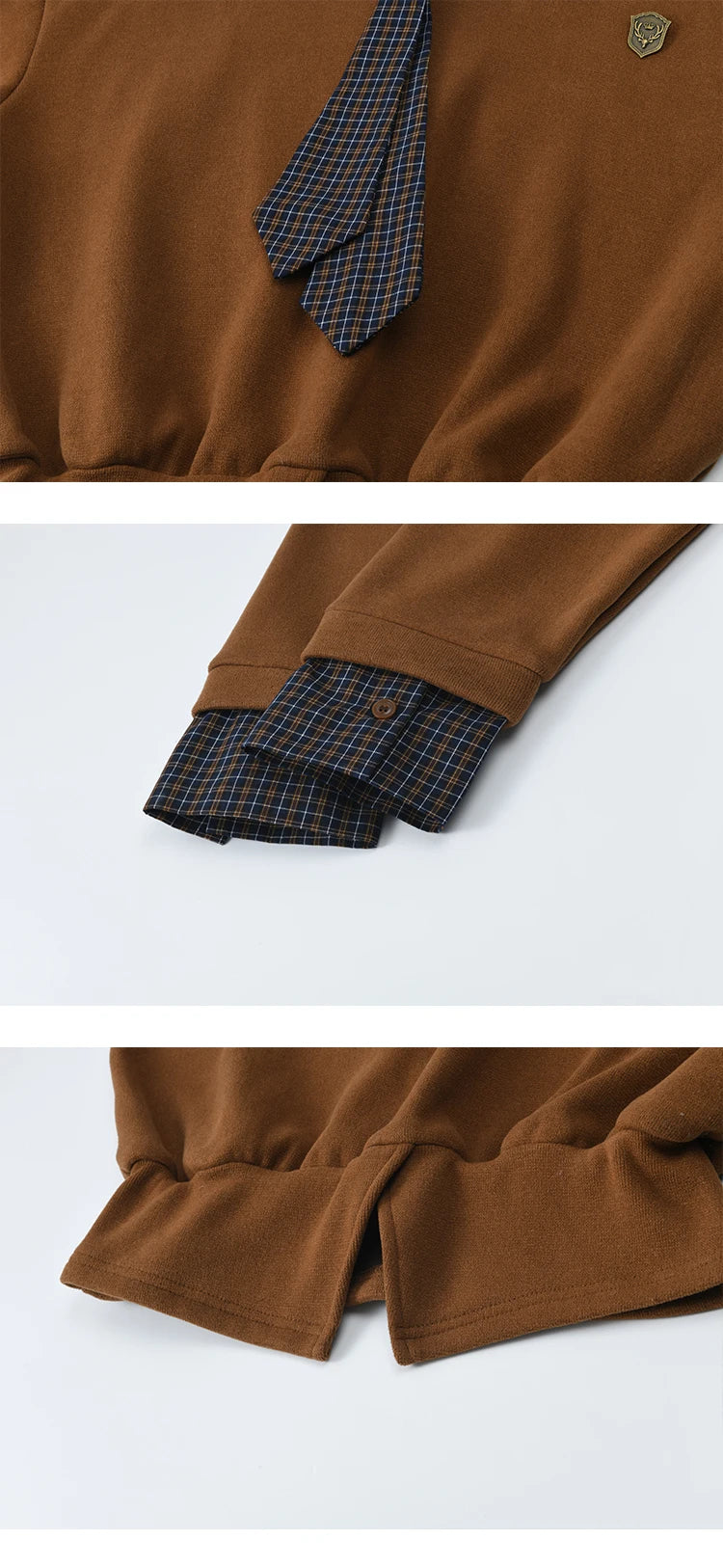 MISHOW Woman Skirt Suit 2025 Winter College Style Fake 2-piece Spliced Sweatshirt Pleated Skirt Casual Woman Sets MXE86T1447