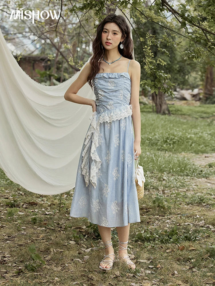 Mishow Print Embroidery Sleeveless Camisole Dress MXE31L2201