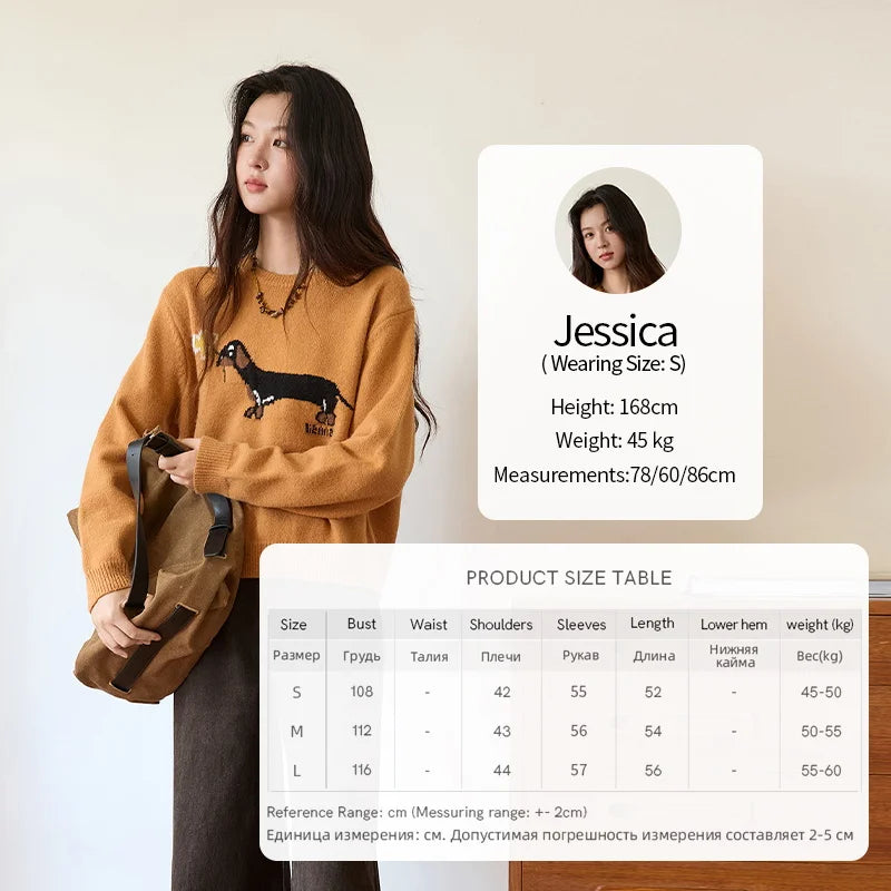 Mishow Orange Sausage Dog Jacquard Pullover MXE48Z2578