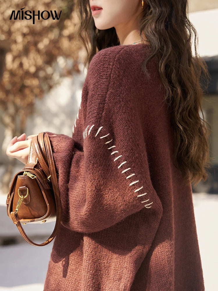 MISHOW Retro Slip Knitted Dresses Coat Separately Women Autumn Winter Sweater Cardigan Slim Knit Suspender Dress MXC59L1625