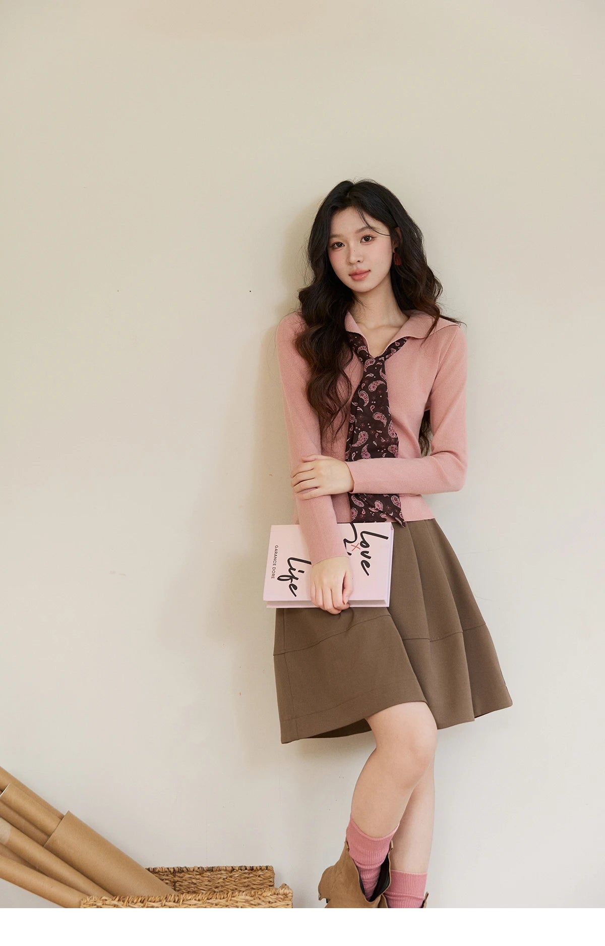 MISHOW Women's A-line Flower Bud Mini Skirt 2026 Spring High Waist Pleated Casual Short Skirt with Slanted Pockets MXF108B0767