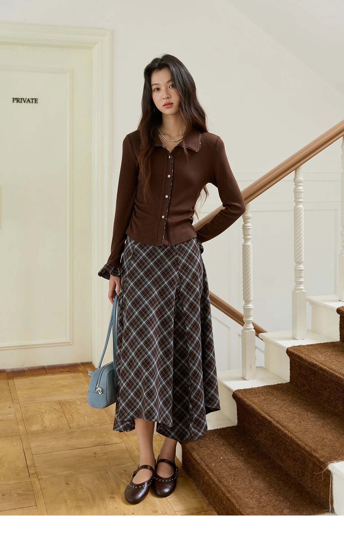 MISHOW Irregular Plaid Skirt 2025 Winter Retro Contrasting Skirt Female High Waist A-LINE Casual Skirts Office Lady MXE47B2436