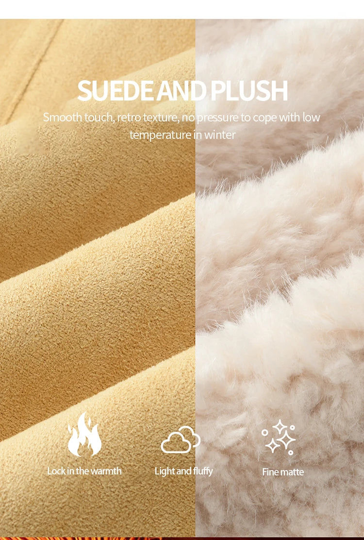 MISHOW  Woman Yellow Jackets 2025 Winter Suede Fur Collar Short Coat Luxury Comfortable Single-breasted Commuter Coat MXE89W0897