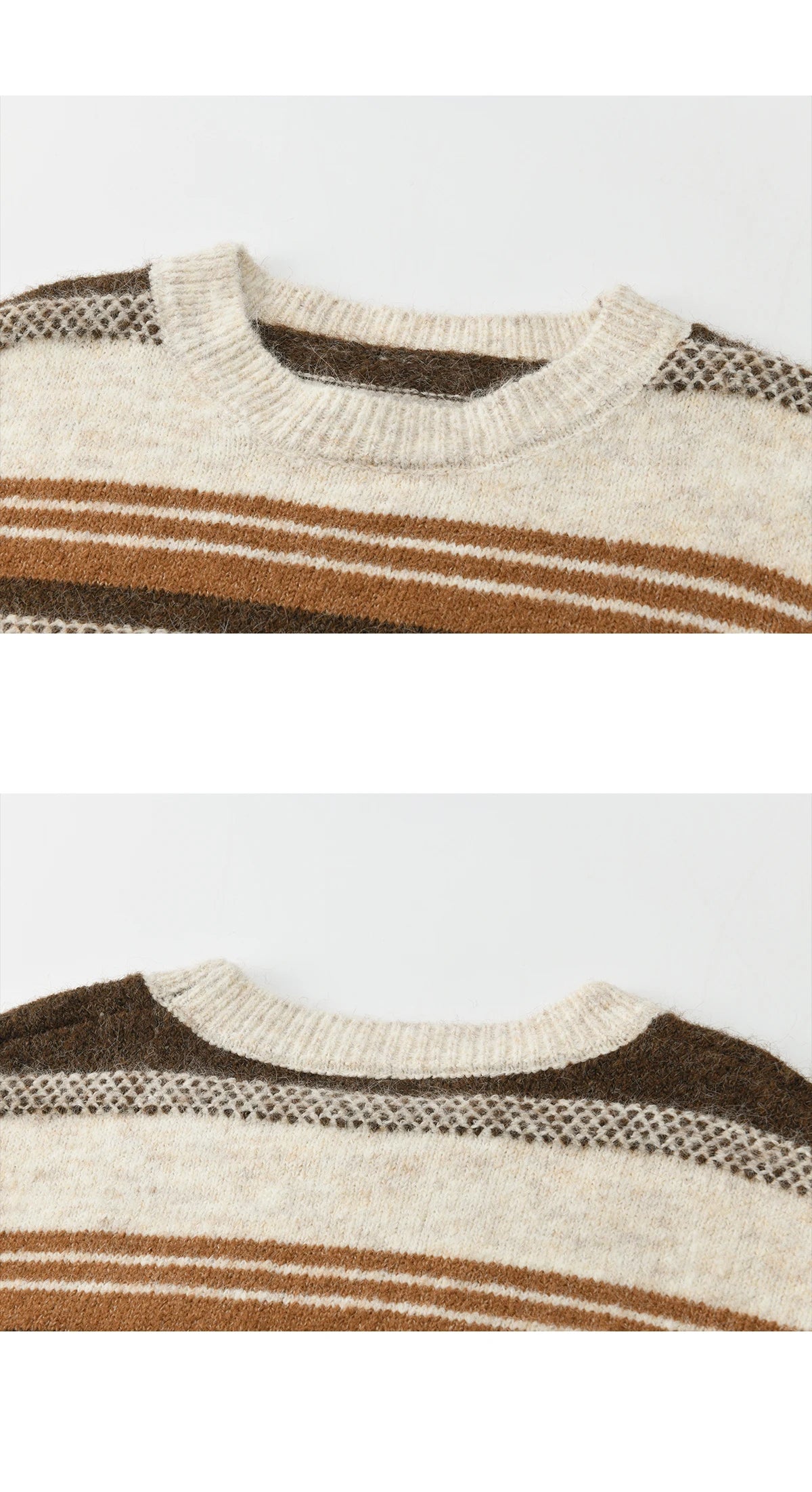 MISHOW Women's Wool Blend Retro Striped Sweater with Scarf Set 2025 Winter Knitted Round Neck Warm Loose Sweaters MXE94Z2987