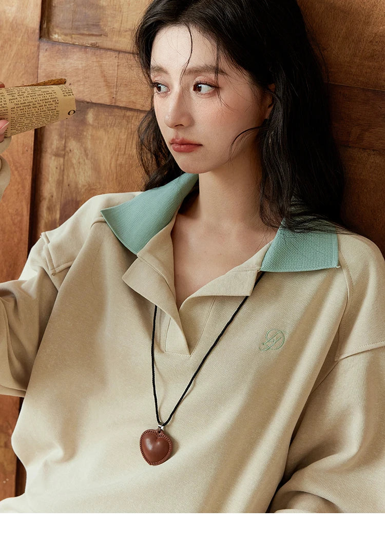 Mishow Polo Neck Sweatshirt & Contrast Letter Skirt Set MXD44V0097