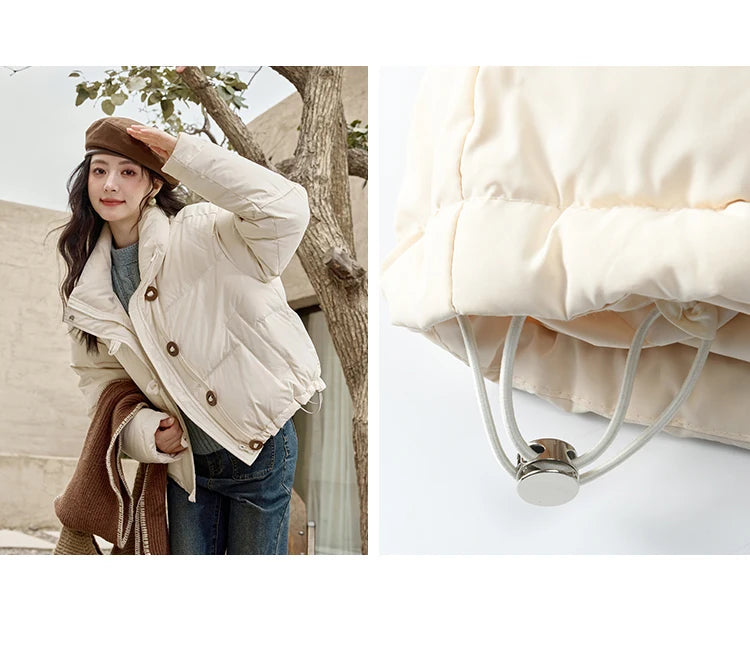 MISHOW Minimalist Down Jacket Women Zipper Short Jacket 2024 Fall Winter Loose Korean Version White Duck Down Jacket MXD42Y0047