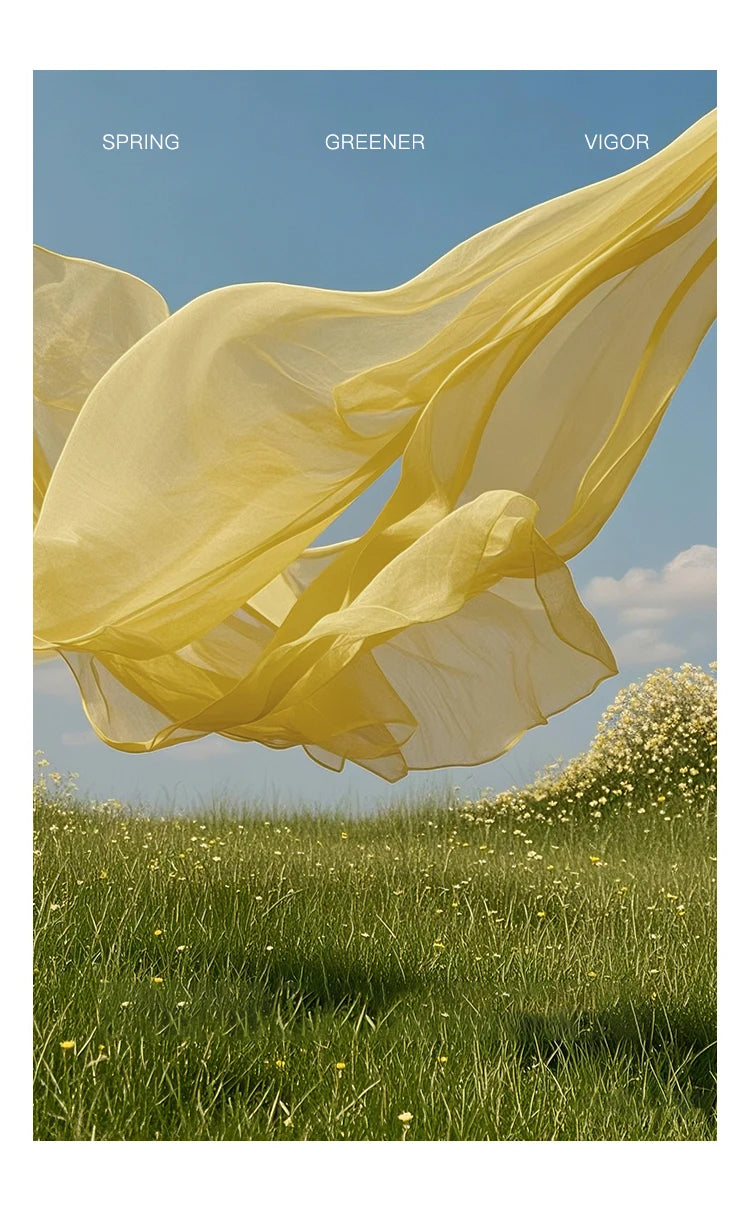 MISHOW Folded Lace Up Dress for Women Spring 2025 Solid V-neck Loose Chiffon Doll Dress Puff Sleeve Knee-Length Dress MXE11L2113