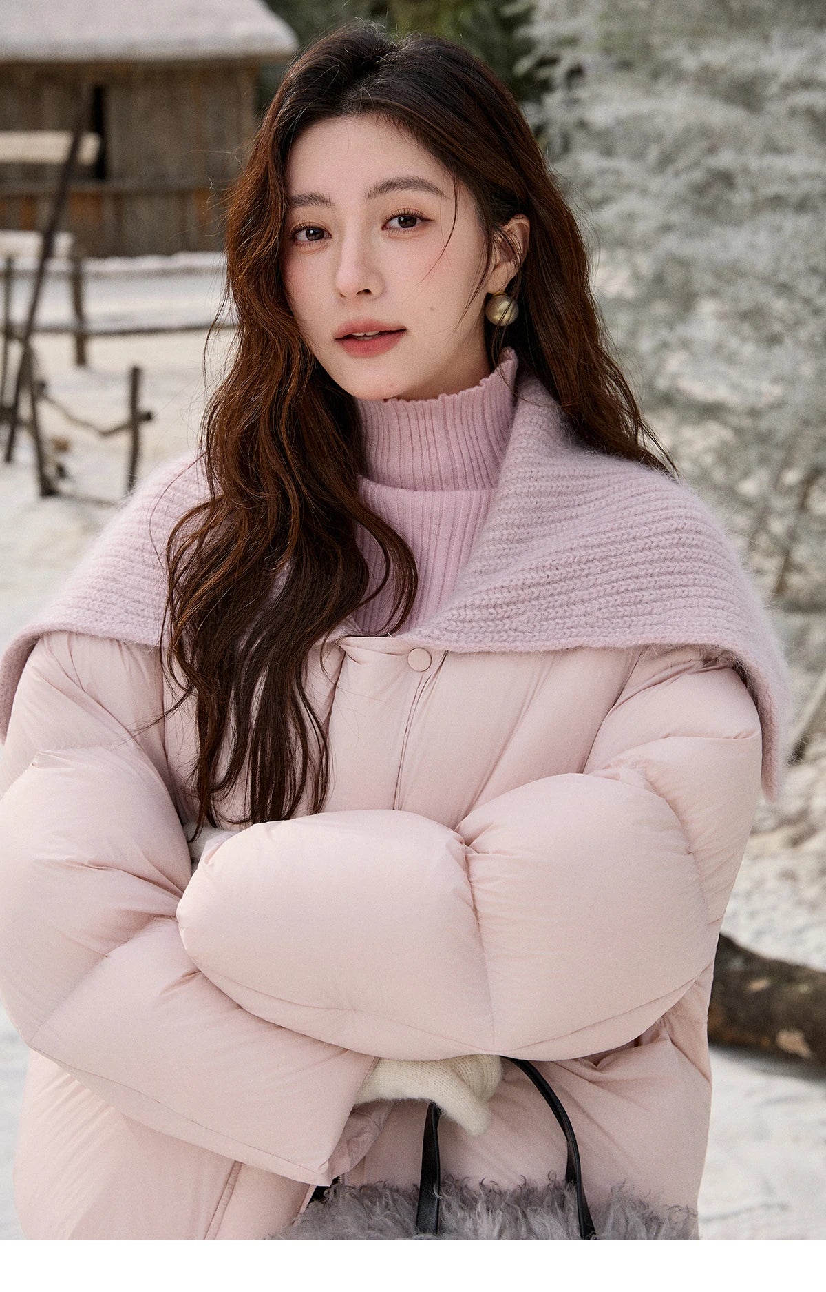 MISHOW Woolen Lapel Short Down Jacket 2025 Winter Women Thick Warm Down Jacket Pink Bread Jacket Commuting Outerwear MXE92Y0089