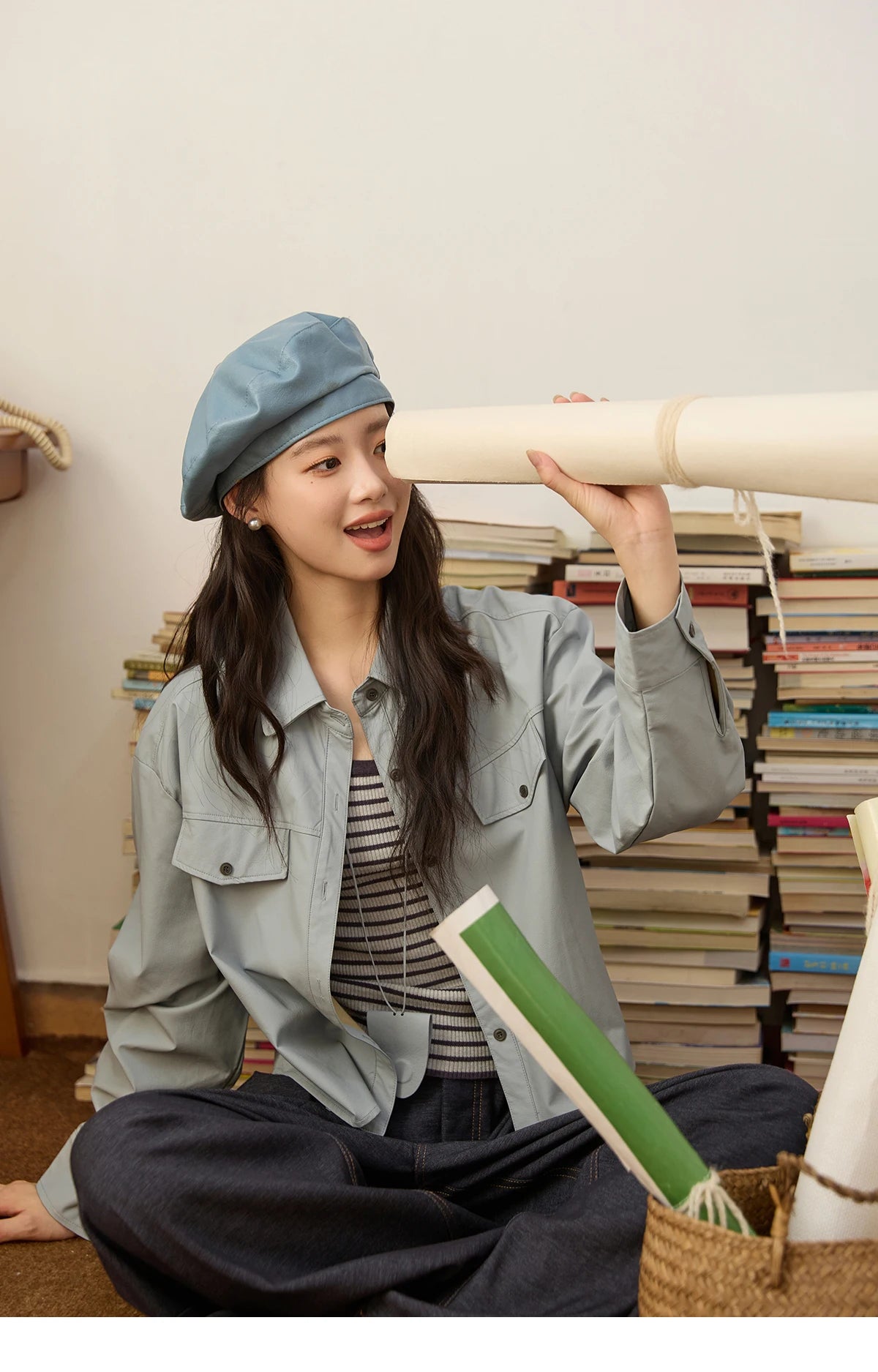 MISHOW Women's Two-Piece Set 2025 Autumn Vintage Striped Vest Solid Turn Down Collar Jacket Commute with Pendant Sets MXE45T1396