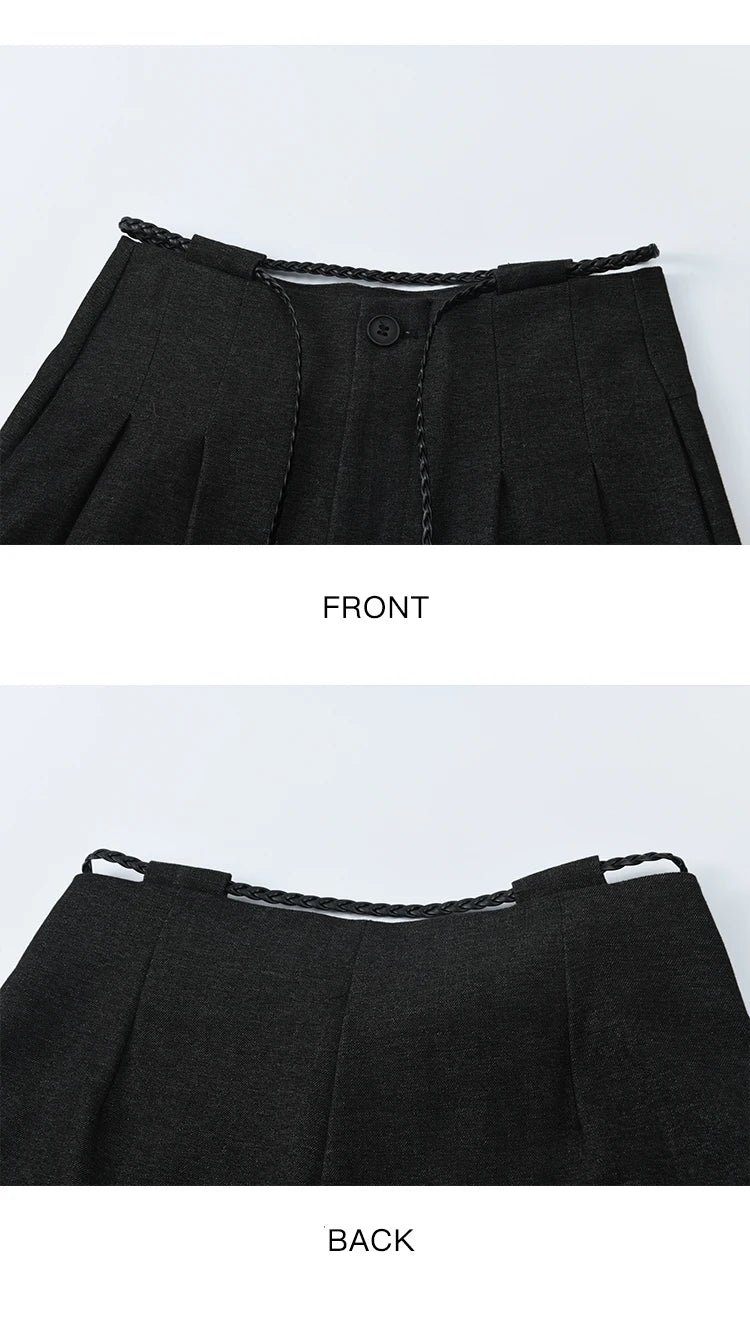 MISHOW Women's Trousers 2025 Autumn Winter Lace-up Gray Wide-leg Pants High Waist Slim Commuting Casual Pants Women MXE51K1106