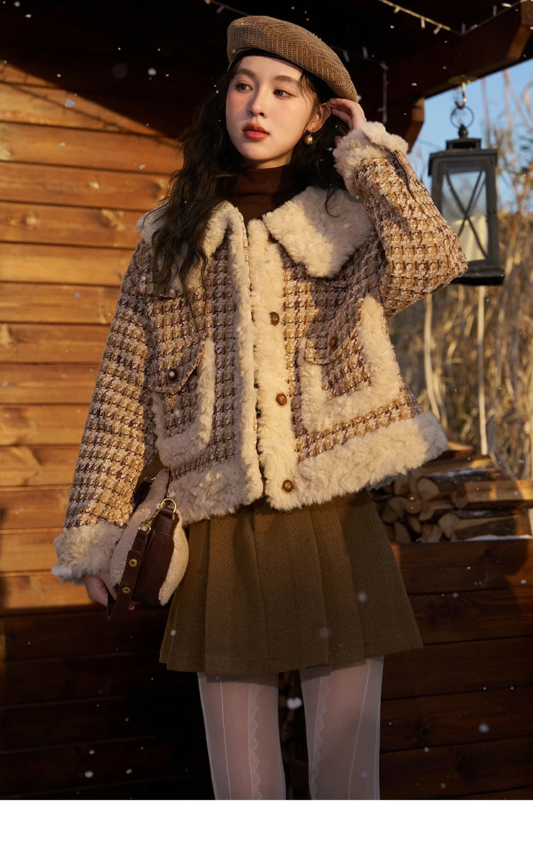 MISHOW Winter Parkas Jacket Women High Quality Loose Padding Cotton Coat Thick Warm Houndstooth Puff Jackets Ladies MXC54W0137