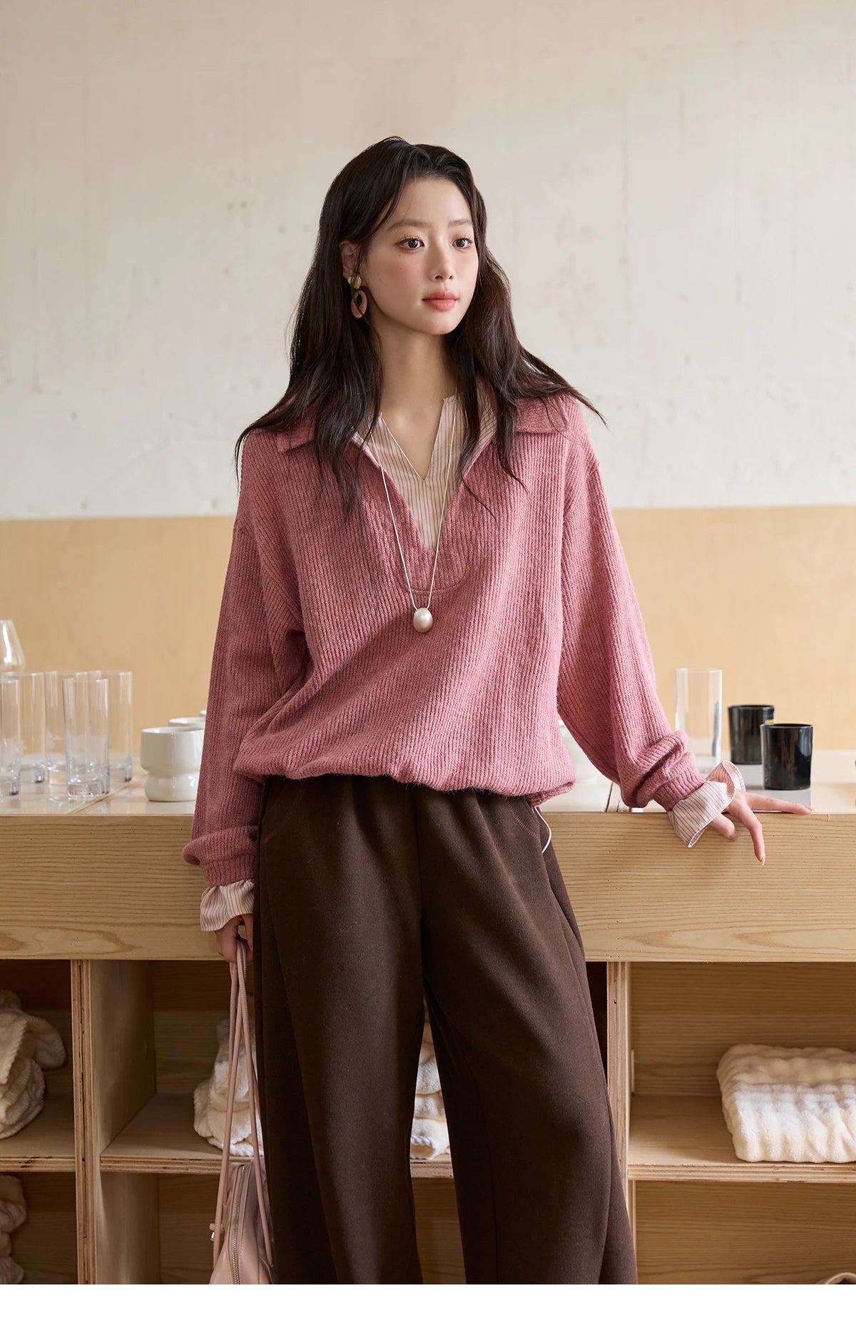 MISHOW Casual Pants for Women 2025 New Fashion Solid Loose Wide-leg Pants Commute Comfortable Women's Winter Pants MXE51K1093