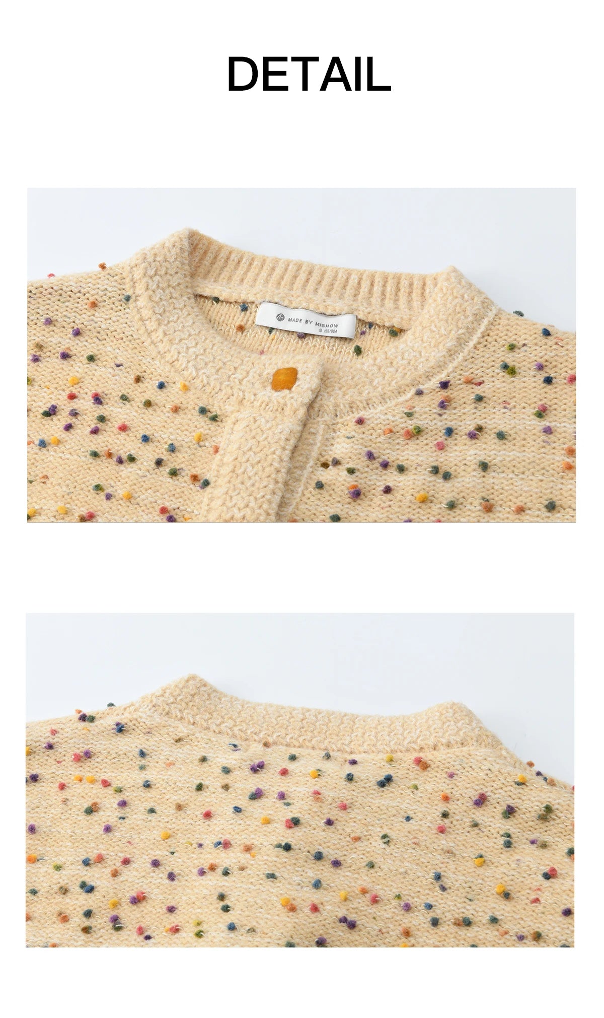 MISHOW Colorful Yellow Sweater Cardigan for Women Winter 2025 Arctic Fleece Retro Round Neck Warm Thick Knit Sweaters MXE91Z2778