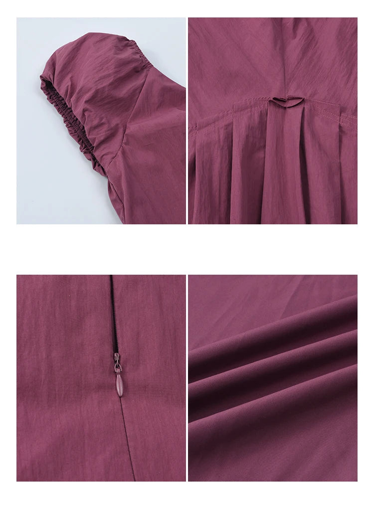 Mishow V-Neck Puff Sleeve Solid Vacation Dress MXE39L2384
