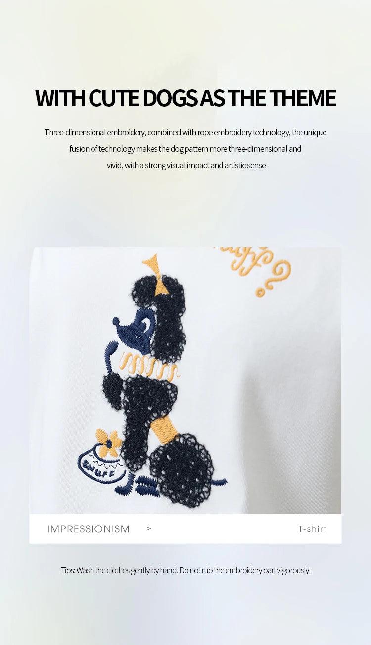 MISHOW Casual Summer Print Shirt Women New 2025 Round Neck Short Sleeve Dog Embroidered T-shirts Female Fashion Tops MXE33T0540