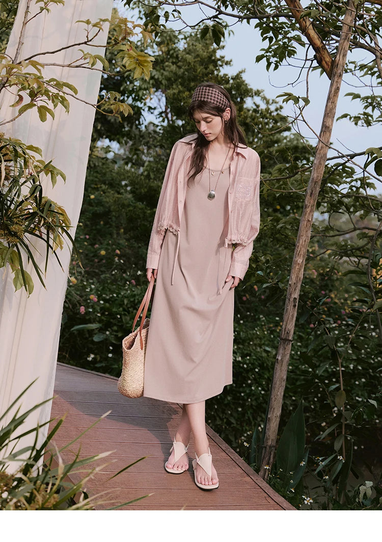 MISHOW Holiday Summer Vest Dresses Women 2025 New Solid Sleeveless Round Neck Slimming Long Dress Female Fashion MXE33L2205