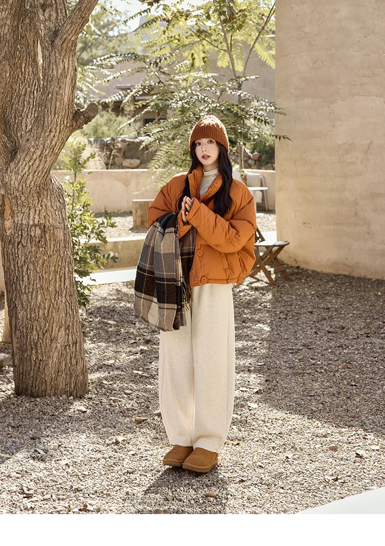 MISHOW Minimalist Down Jacket Women Zipper Short Jacket 2024 Fall Winter Loose Korean Version White Duck Down Jacket MXD42Y0047