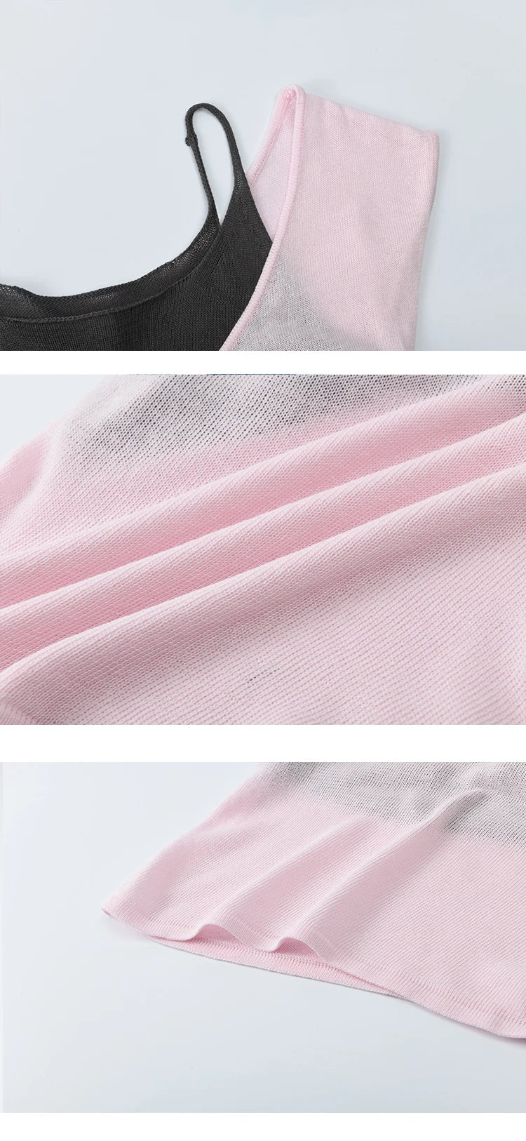 MISHOW Women's Linen Short Sleeve T-shirt 2025 Summer Contrast Color Fake Two-piece Knitted Top Thin Cool Casual Tees MXE36Z1277