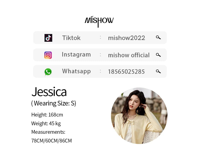 MISHOW Iris Embroidery Round Neck Cardigan for Women Spring 2025 Loose Knitted Thin Bow Design（Not Include Lace Vest） MXE13Z1142