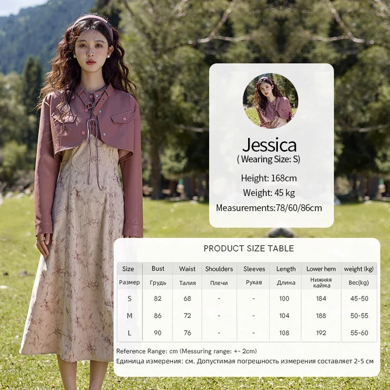 MISHOW Leather Patchwork Floral Strap Dress for Autumn 2024 Lace-up Hem Side Slit Dress Sleeveless Camisole Dresses MXD43L2031