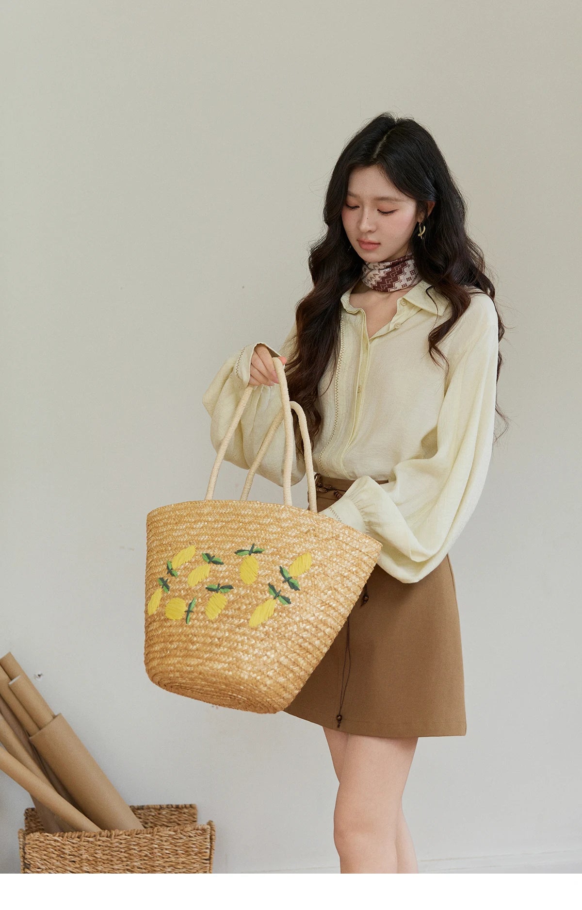 MISHOW Women's Lapel Lantern Sleeve Shirts 2026 Spring Lace Trim Casual Loose Breathable Solid Shirt Office Lady MXF13C2436