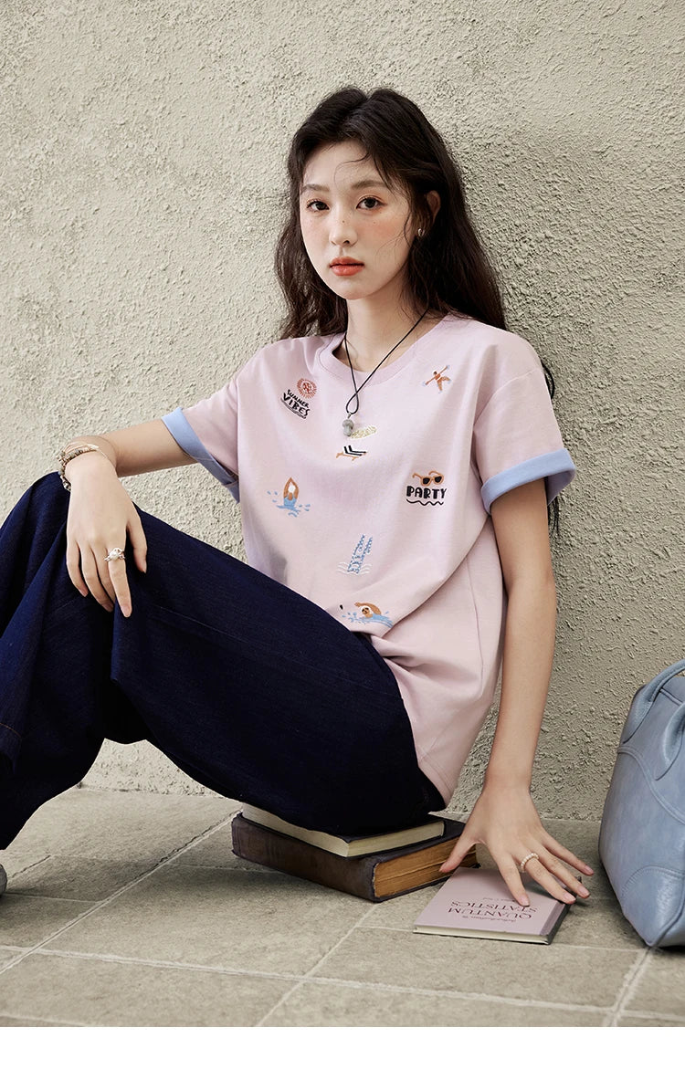 MISHOW Casual Spring Summer Jeans for Women 2025 Stitching Ruffle High Waist Jeans Female New Fashion Wide Leg Pants MXE16K0907