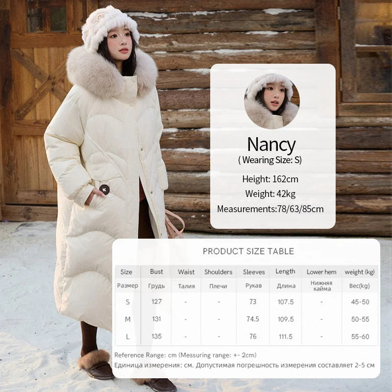 MISHOW Fox Fur Collar Down Jacket for Women 2025 Winter Fashion 90% White Duck Down Thickened Coat Warm Long Coat  MXE51Y0082