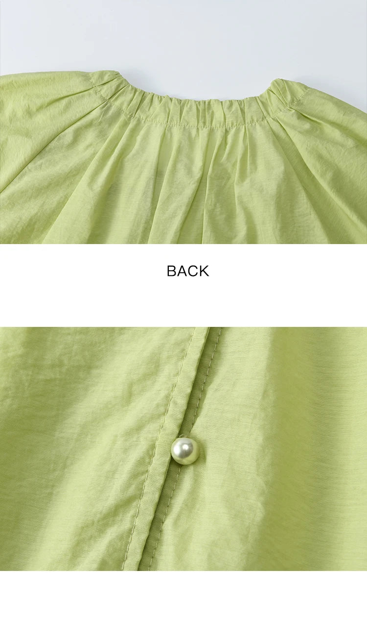 MISHOW Women's Round Neck Blouse 2025 Summer New Fashion Lace Up Puff Sleeve Casual Chiffon Top Ladies Clothing MXE36X1875