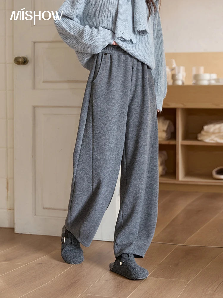 MISHOW Casual Pants for Women 2025 New Fashion Solid Loose Wide-leg Pants Commute Comfortable Women's Winter Pants MXE51K1093