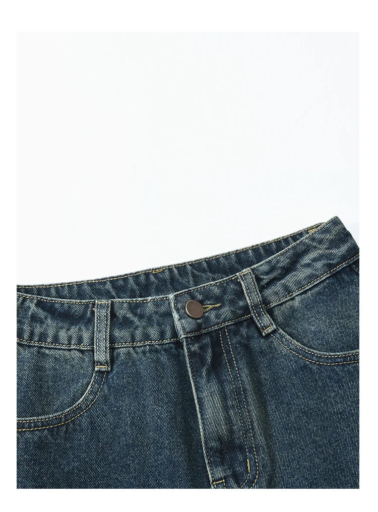 MISHOW American Retro Wide Leg Jeans Spring High Waist Slim Cotton Elastic Denim Straight Trouser Hem Tassels Pants MXD12K0538