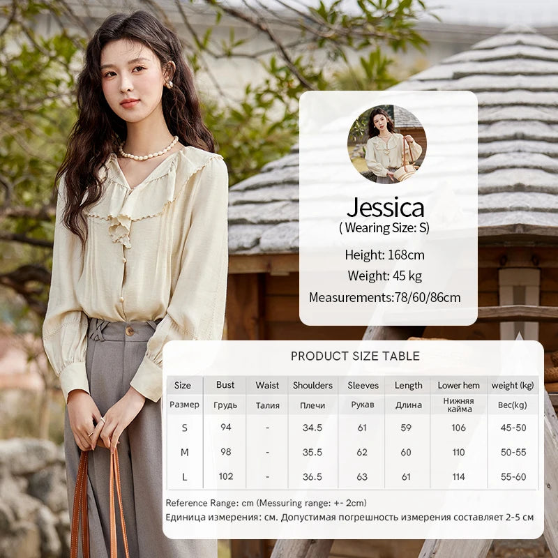 MISHOW Lotus Leaf Collar Shirt Bubble Sleeves Pink Shirt for Women Spring 2025 Sweet Chiffon Top Temperament Shirts MXE12X1702