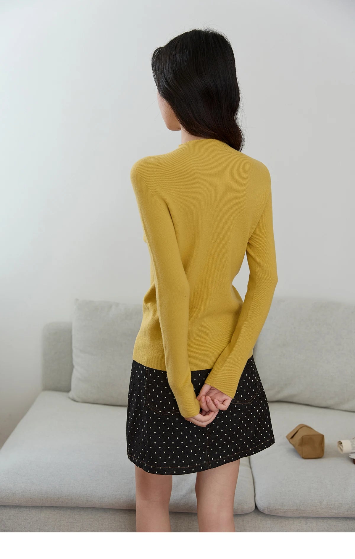 MISHOW Woman Long-sleeved Tops 2025 Autumn Winter Minimalist Mock Neck Knited Top Commute Casual Slim Pullover Woman MXE48Z2583