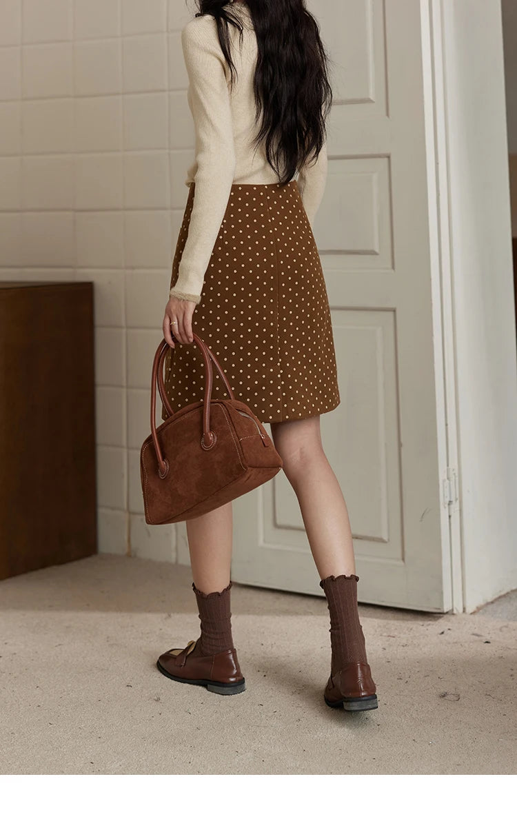 MISHOW French Polka Dot Skirt Women 2024 Winter American Retro High Waist A-line Skirt Symmetrical Side Pockets Skirt MXD34B0576