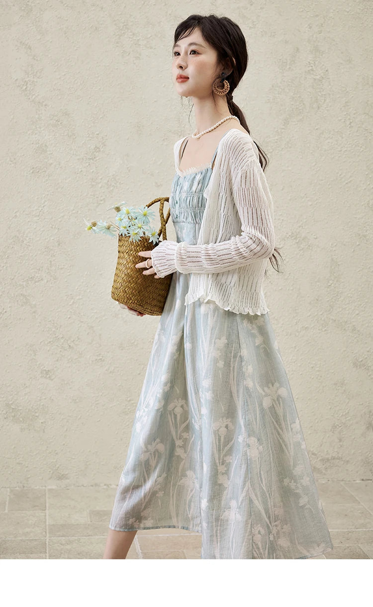 MISHOW Print Spring Summer Suspender Dress Women 2025 Square Collar Sleeveless Korean Dresses Lady New Fashion Slim MXE16L2127