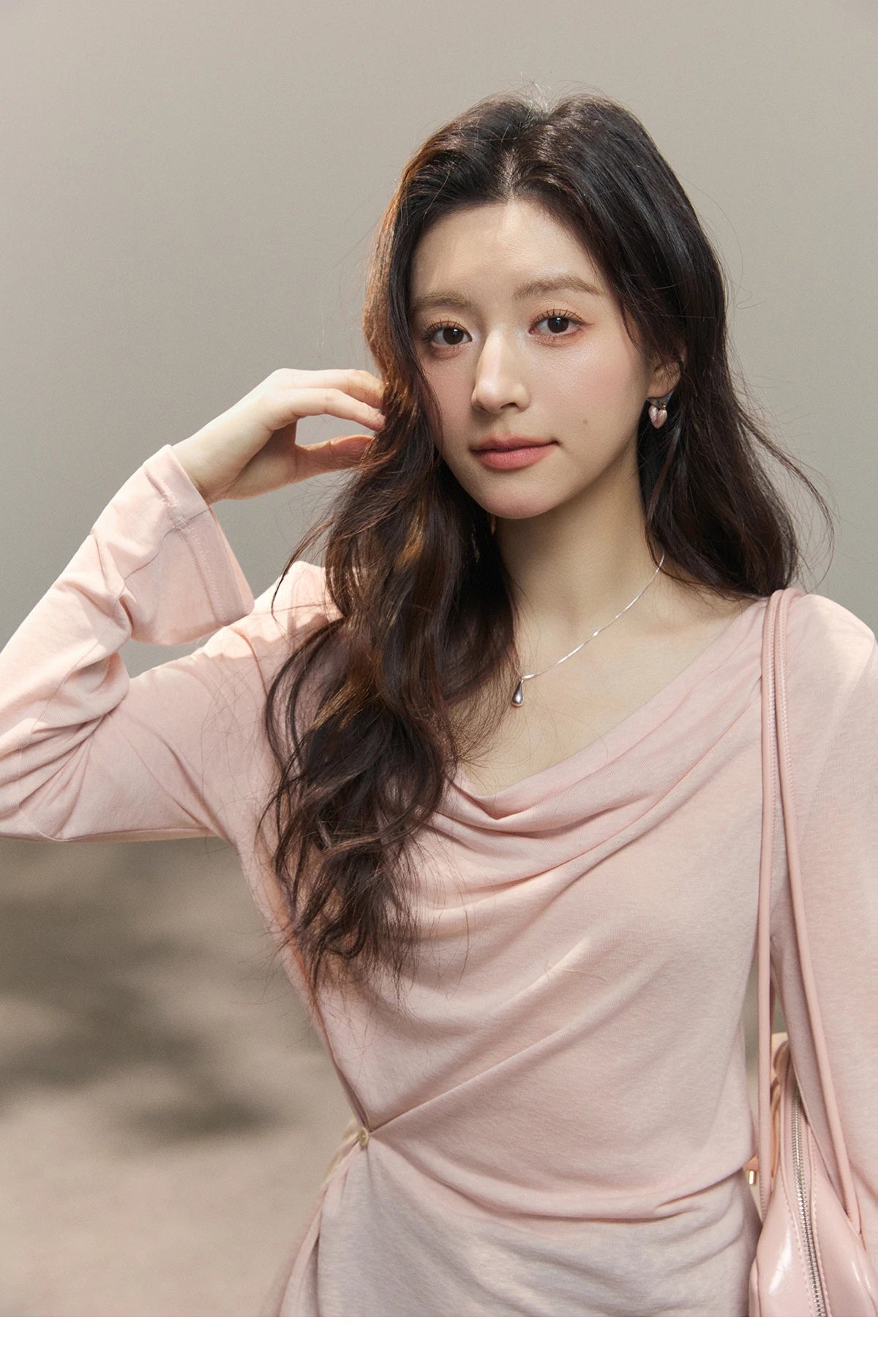 MISHOW Women's Multi Colored Knitted Top 2026 Spring Swinging Collar Flare Sleeve Top Side Twist Whist Casual T-Shirt MXF13T1473