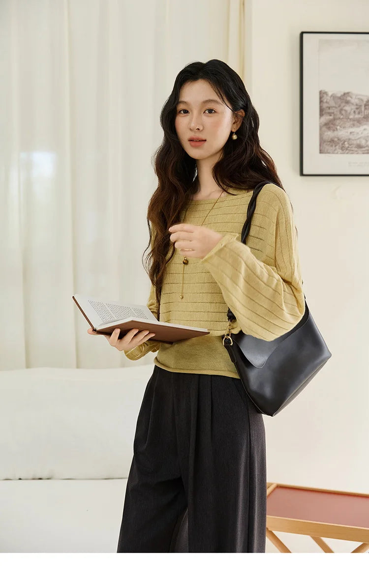 MISHOW Striped Short Hanging Neck Top Two-piece Set 2025 Autumn Wool Blend Knitted Sweater Casual Fashion Top Sets MXE46T1399