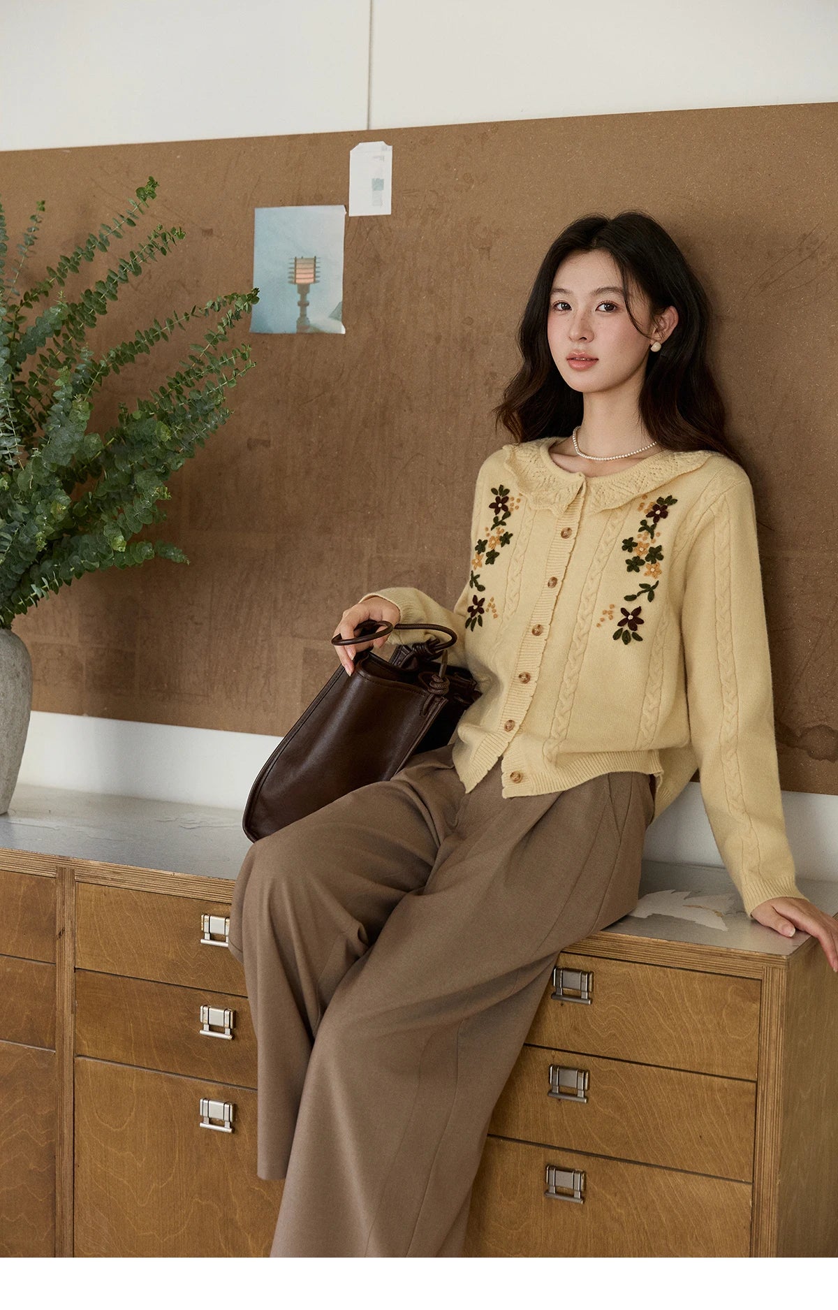 MISHOW Women's Camel Wide Leg Pants 2026 Spring High Waist Pleated Pants Office Lady Versatile Loose Casual Trousers MXF108K1007