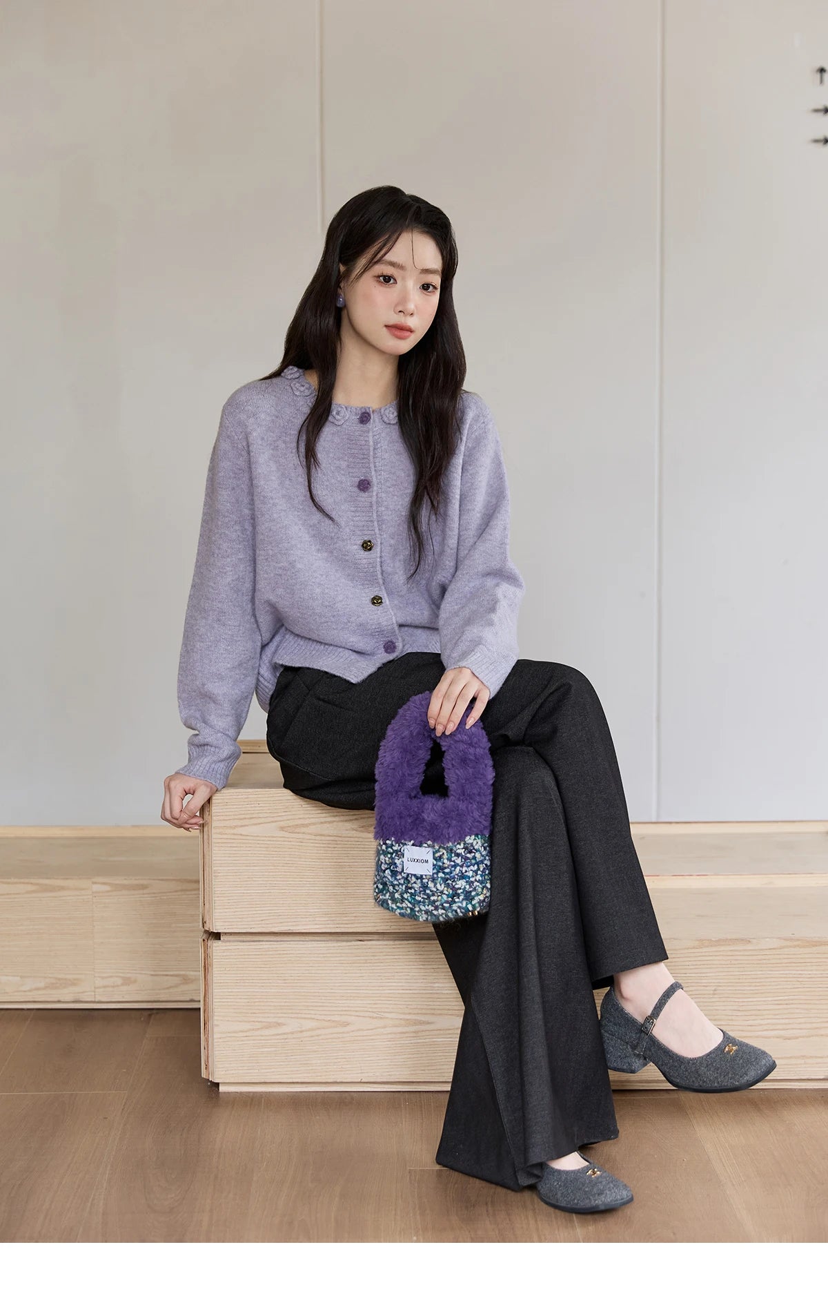 MISHOW Women's Trousers 2025 Autumn Winter Lace-up Gray Wide-leg Pants High Waist Slim Commuting Casual Pants Women MXE51K1106