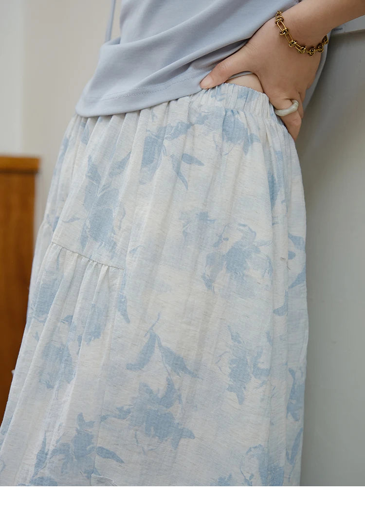 MISHOW Two Piece Set Women's Fashion Lace Up Top 2025 Summer New Casual Print Wide Leg Half Skirt Set Ladies Clothing MXE35T0596