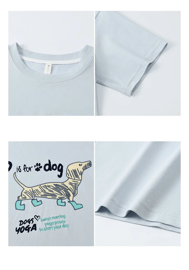 MISHOW Print Summer T-shirts Women 2025 Short Sleeve Round Neck Flocked Puppy Loose Shirt Female Casual Versatile Top MXE33T0542